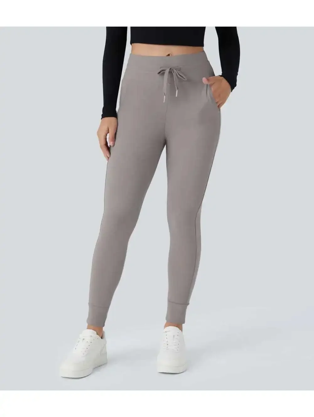 Halara SoftlyZero Plush High Waisted Full Length Joggers Gray Size XS